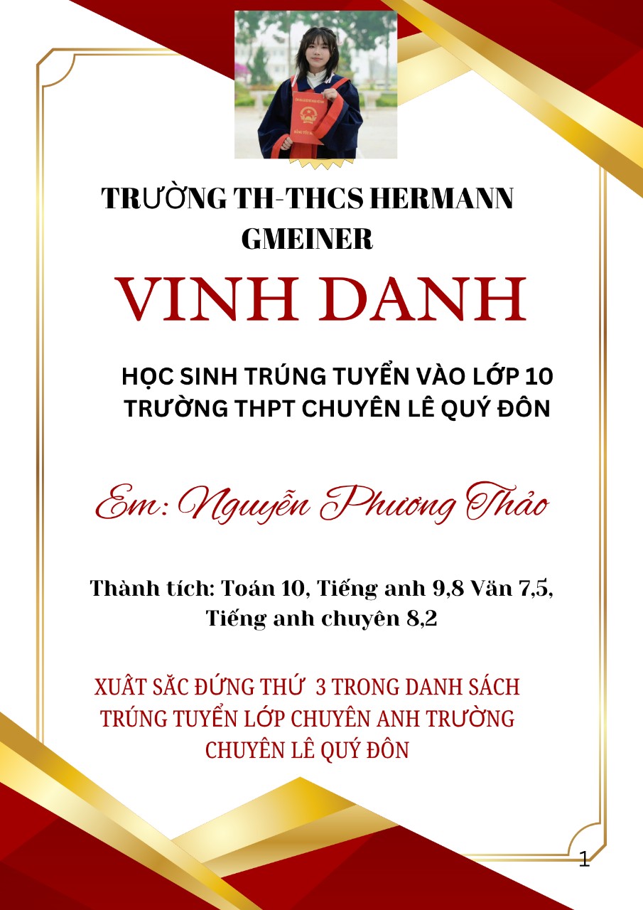VINH DANH HỌC SINH XUẤT SẮC